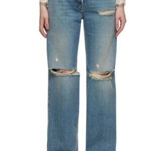 Gucci Light Blue Distressed Straight Leg Jeans